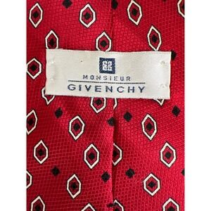 vintage Givenchy Monsieur red silk tie USA made geometric pattern‎ classic retro